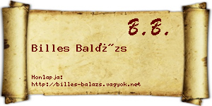 Billes Balázs névjegykártya